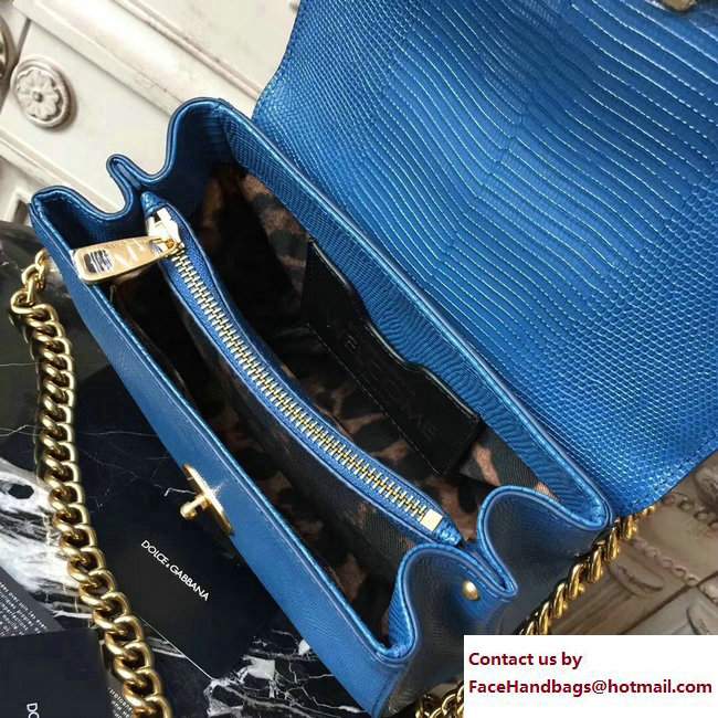 Dolce  &  Gabbana Welcome Shoulder Bag In Lizard Pattern Leather Blue 2018